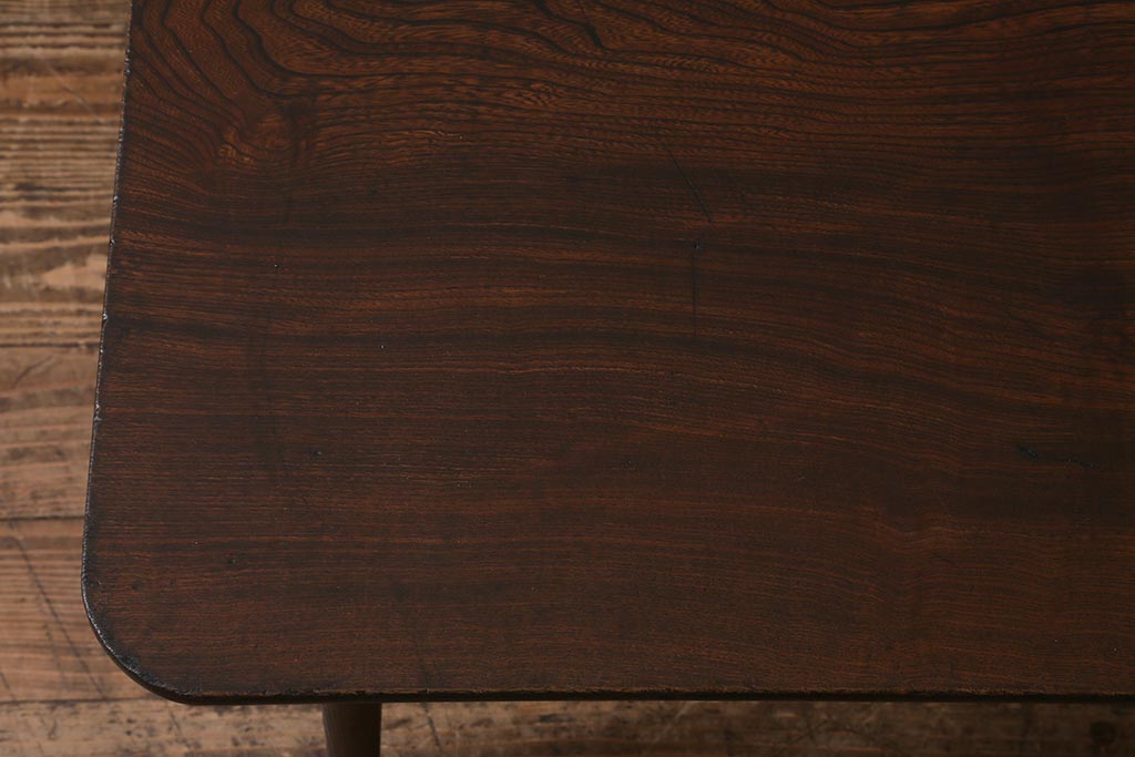 レトロ家具　ちゃぶ台リメイク　栓材　使いこまれた木肌が魅力のセンターテーブル(ローテーブル)(R-040935)