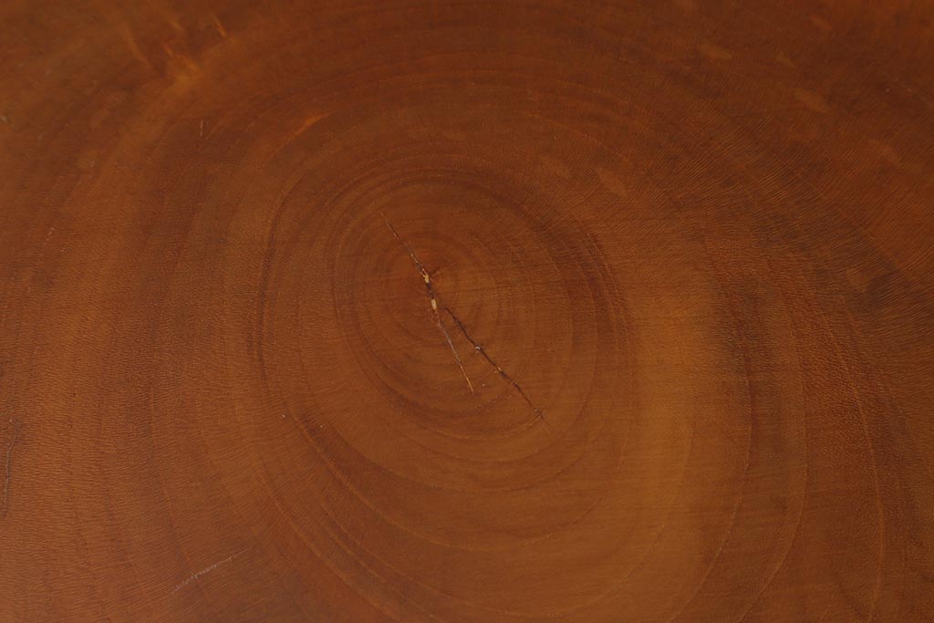 中古　民芸家具　総ケヤキ材　天板一枚板　独特の存在感を放つサイドテーブル(R-041050)