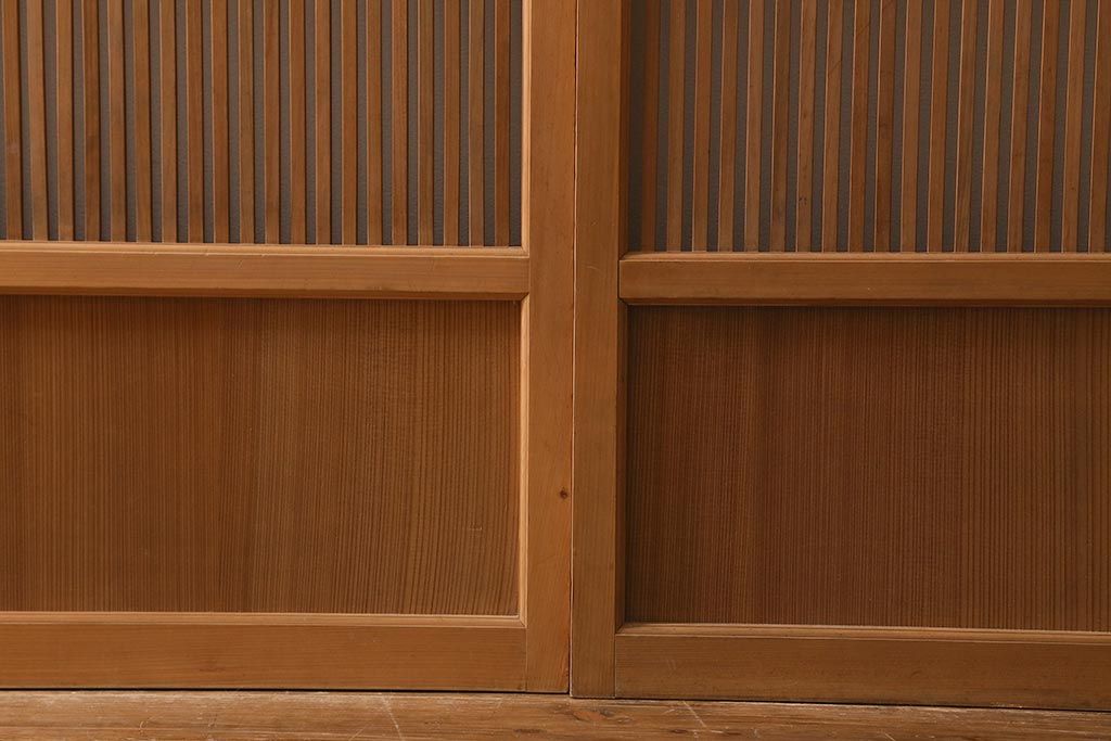 アンティーク建具　和製アンティーク　昭和中期　味わい深い木味が魅力の万本格子戸4枚セット(引き戸、建具)(R-041088)
