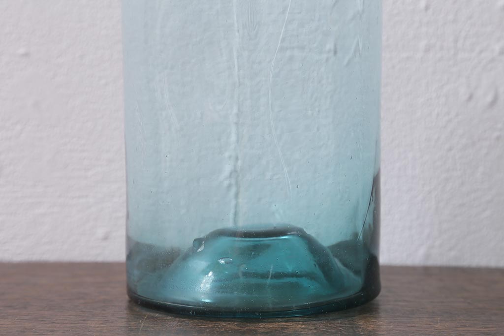 アンティーク雑貨　戦前　明治大正　希少!　ねじ込みふた　ガラス蓋付き一升瓶(硝子瓶、ガラスビン)(R-041109)