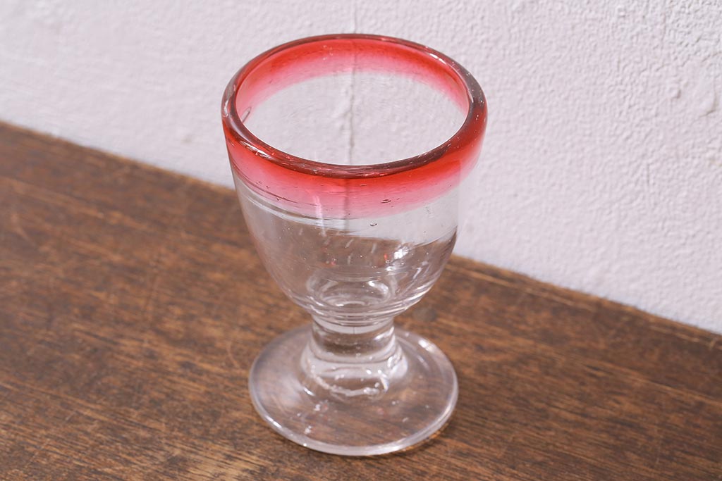アンティーク雑貨 レトロ 大正期 なつめ形 赤縁氷コップ(吹ガラス)(R-041126) | ラフジュ工房
