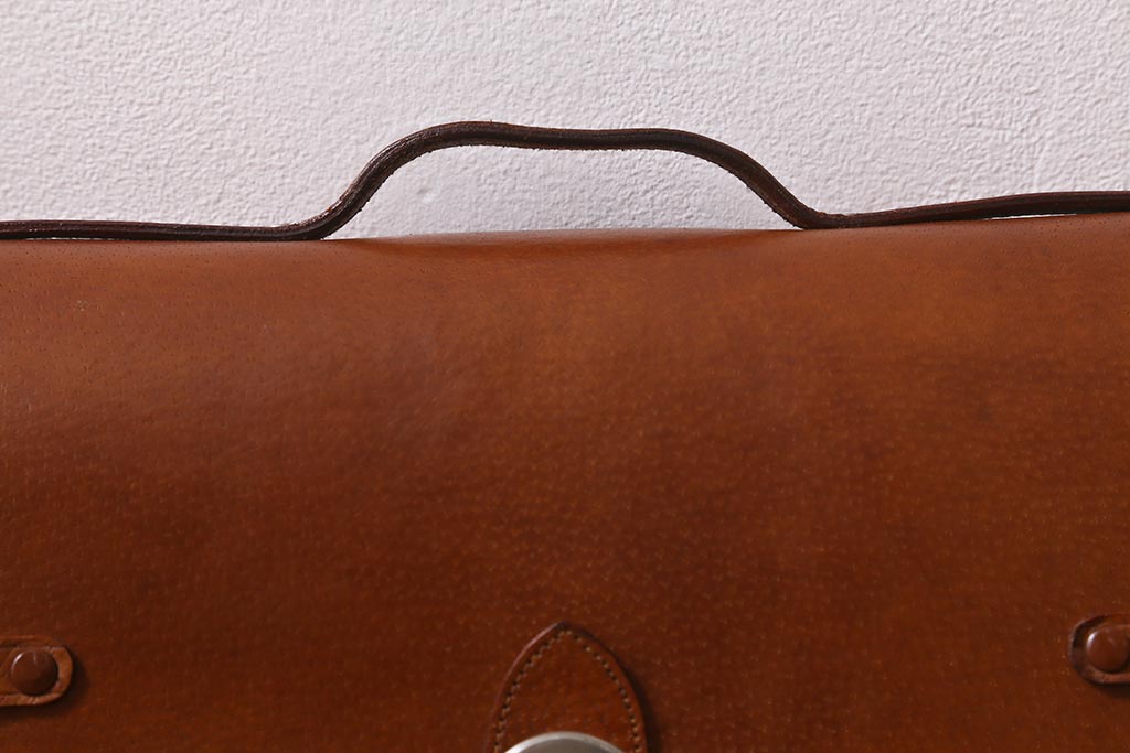 ヴィンテージ雑貨　HINOMOTO(日乃本錠前)　NO.46　本革　日本製のレザーバッグ(ドクターバッグ、スクールバッグ、ビジネスバッグ、ビンテージ)(R-041150)