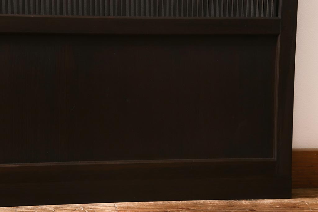 アンティーク建具　和製アンティーク　当店オリジナルガラス　昭和初期　整然と並ぶ格子が繊細な万本格子戸2枚セット(引き戸、建具)(R-041229)