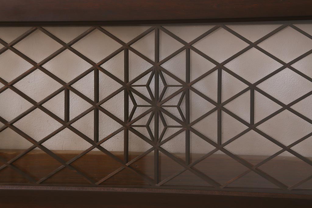 アンティーク建具　和製アンティーク　昭和中期　麻の葉　両面ガラス　上品な組子が魅力的な欄間(明かり取り、明り取り)(R-041244)