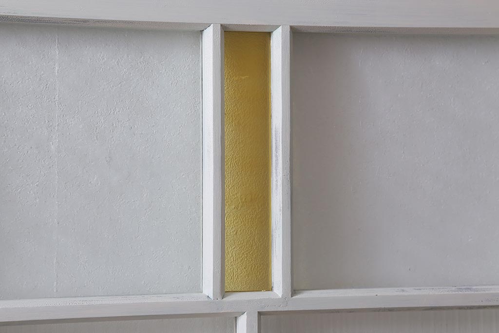 アンティーク建具　ペイント　色ガラス　やさしい雰囲気が漂うガラス戸2枚セット(引き戸、建具)(R-041265)