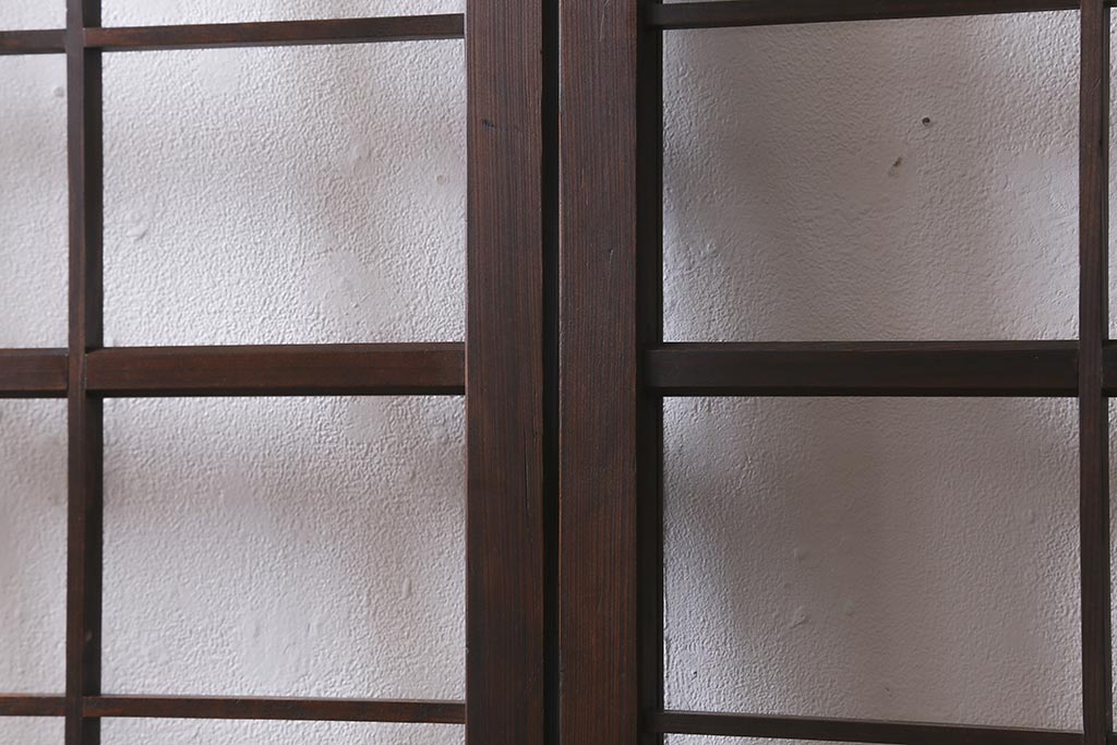 アンティーク建具　当店オリジナルガラス　昭和初期　花菱模様のガラスがレトロなガラス戸2枚セット(引き戸、建具)(R-041269)
