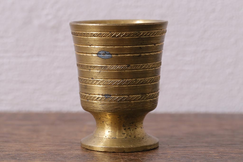 ヴィンテージ雑貨　フランスビンテージ　青銅製のスパイスマッシャー(すり鉢、すりこぎ)(R-041477)