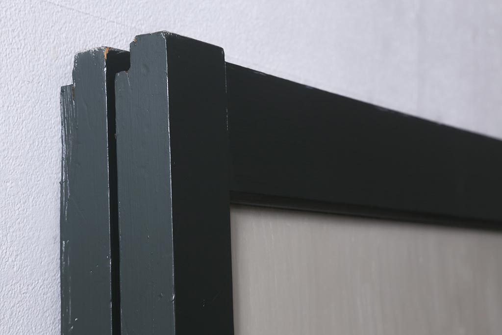 アンティーク建具　明治大正期　杉無垢材　ペイント　ツートンカラーのシックな板戸2枚セット(引き戸、建具)(R-041647)