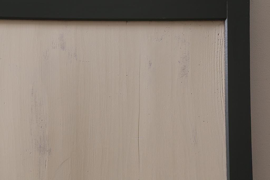 アンティーク建具　明治大正期　杉無垢材　ペイント　ツートンカラーのシックな板戸2枚セット(引き戸、建具)(R-041647)