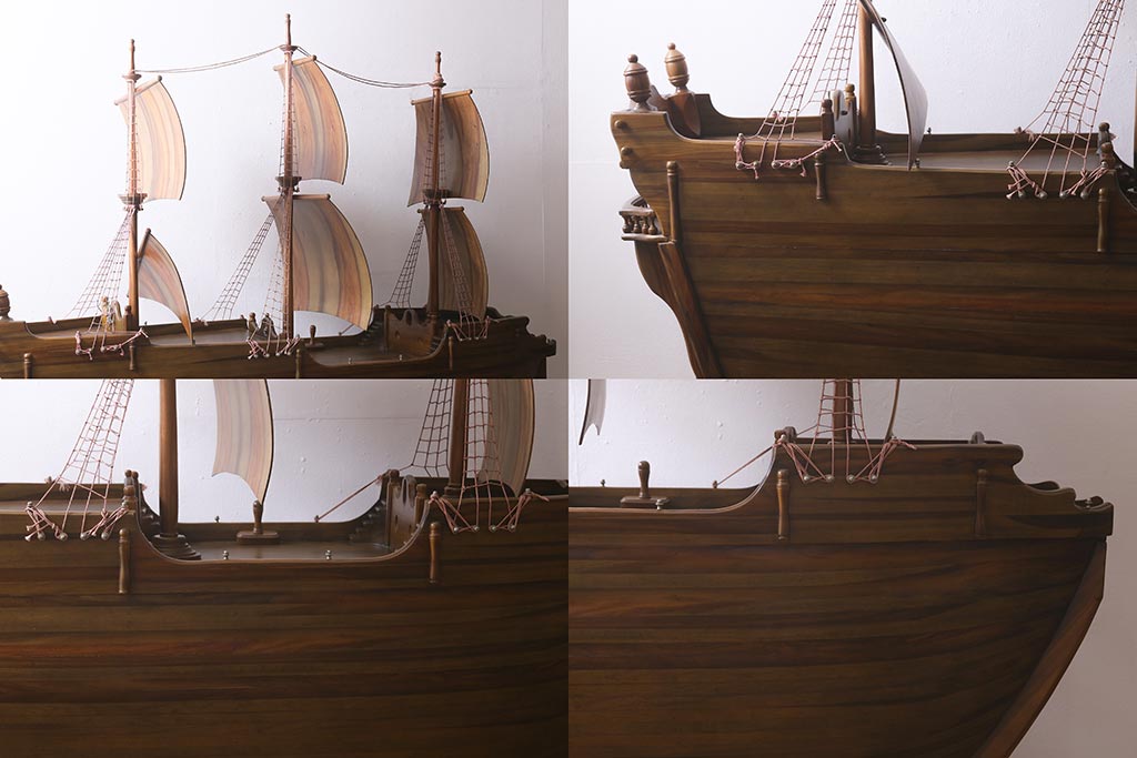 スペイン製　メイフラワー号　帆船型　自慢の一品になるワインキャビネット(ワインラック、オブジェ)(定価約100万円)(R-041654)