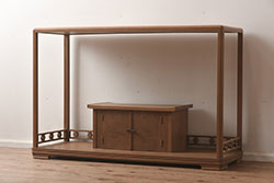 アンティーク家具　リメイク品　明治期の松材を利用したパタパタ扉のローボード(リビングボード、戸棚、収納棚)