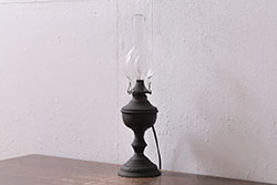 アンティーク照明　昭和初期　オイルランプリメイク　使いこまれた質感が味わい深いテーブルランプ(スタンドライト、卓上照明)(R-041939)
