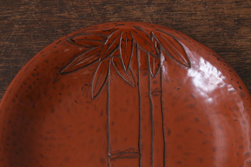 アンティーク雑貨　昭和初期　鎌倉彫　菓子皿　銘名皿5枚(在銘作家物)(R-042132)