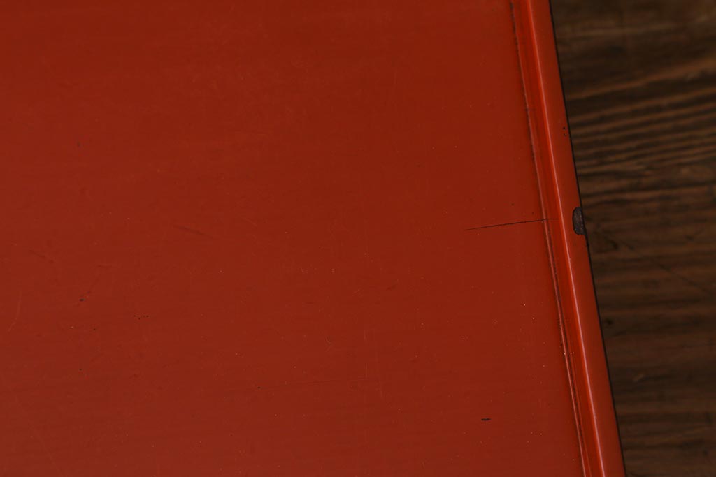アンティーク雑貨　明治期　共箱　根来塗お膳5客セット(木製漆器、和食器)(R-042192)