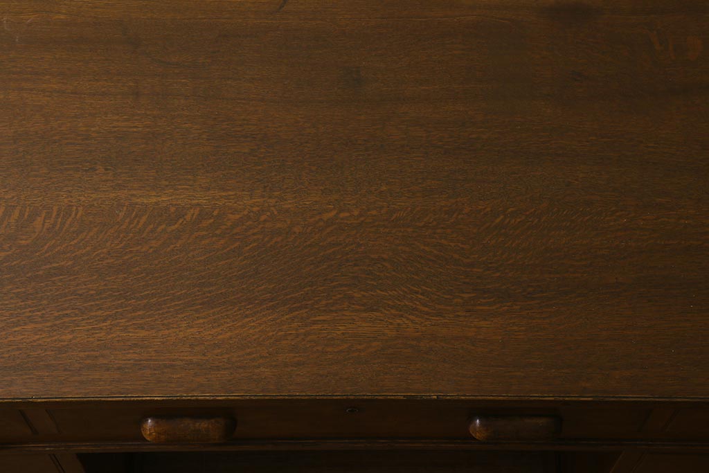 レトロ家具　ナラ材　昭和レトロな雰囲気満載の両袖デスク(机、在宅ワーク、在宅用両袖机、在宅ワーク、在宅用ワークデスク、勉強机)(R-042301)