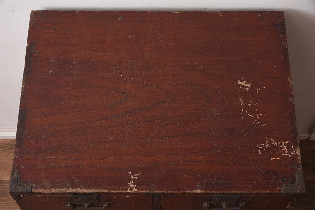 アンティーク家具　江戸明治期　桐材　味のある風合いが魅力の茶箪笥(収納箪笥、戸棚)(R-042334)