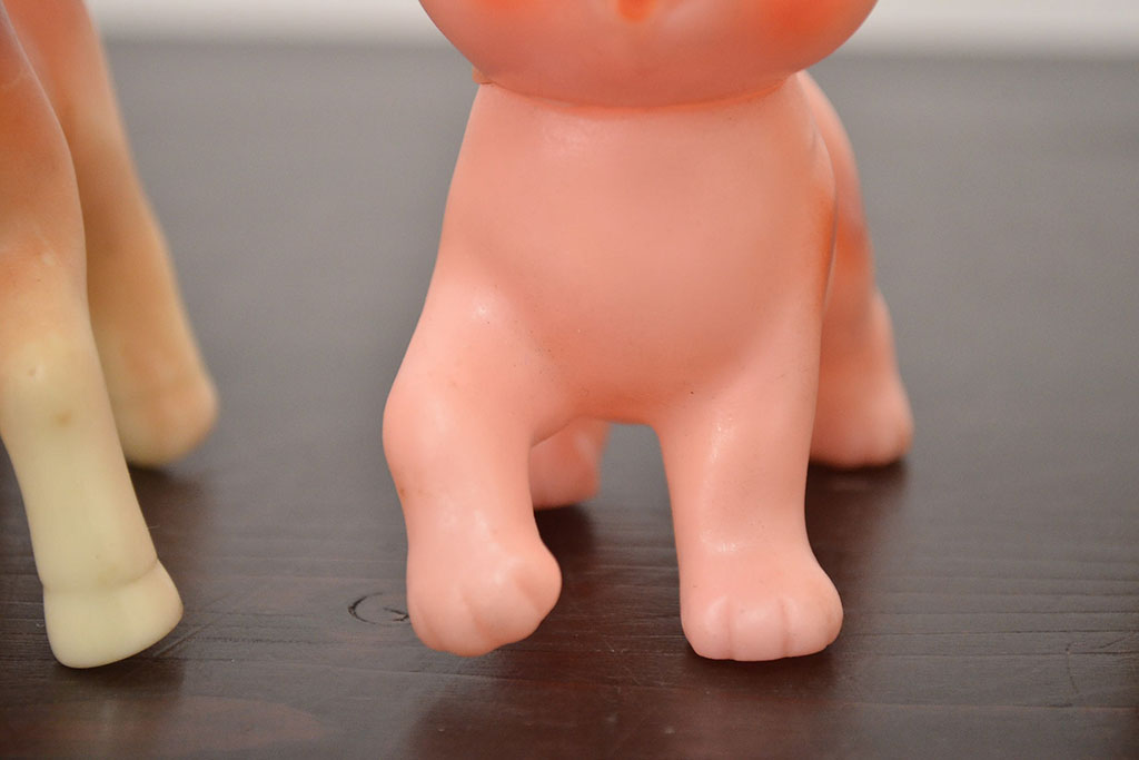 アンティーク雑貨　昭和レトロ　ビンテージラバードール3点(馬、犬、きりん、ビニール人形)(R-042446)