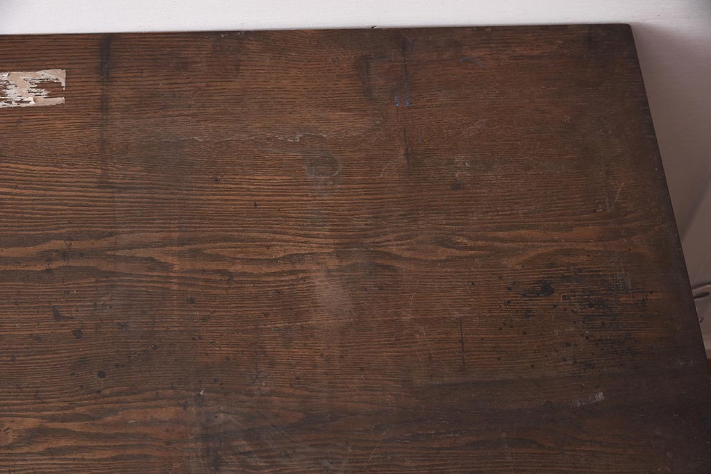 アンティーク家具　栗材　天板の広い昭和レトロな平机(ワークデスク、在宅ワーク、在宅用)(R-042496)