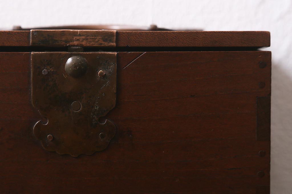 アンティーク雑貨　古民具　明治大正期　趣きある佇まいの印箱(小物収納、小引き出し)(R-042558)