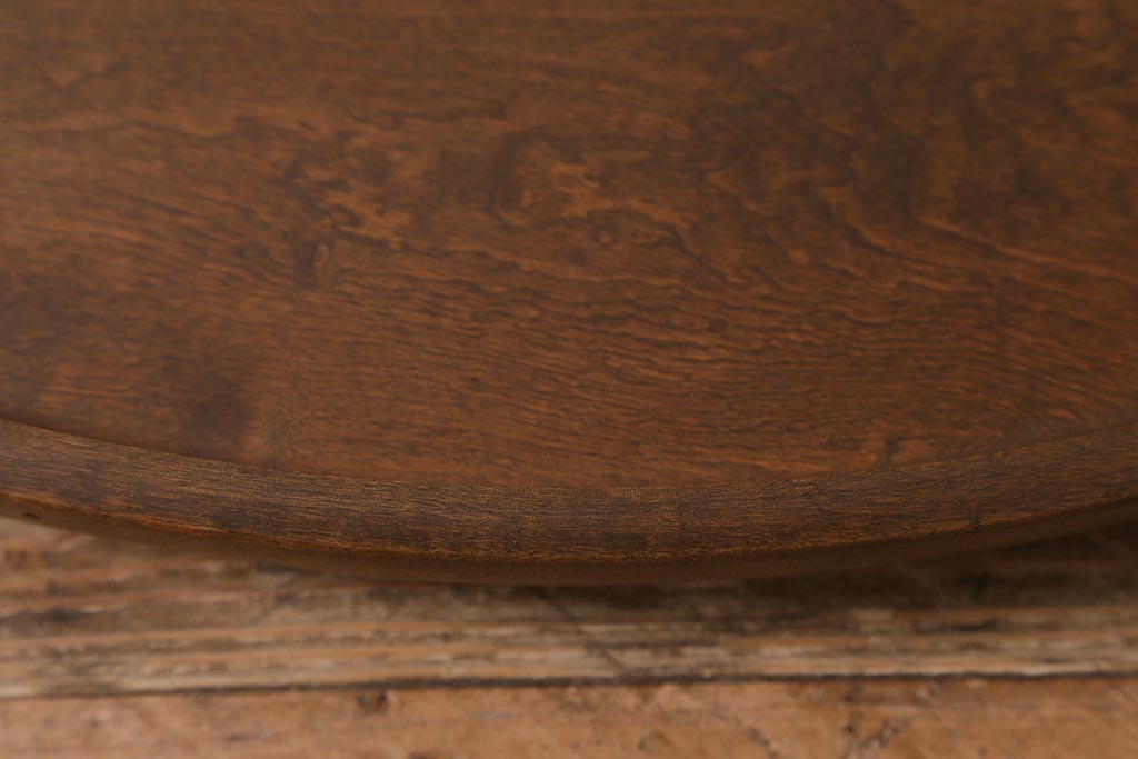 昭和中期　桂(カツラ)材一枚板　大きな刳り貫き盆(丸盆、くりぬき盆)(R-042591)