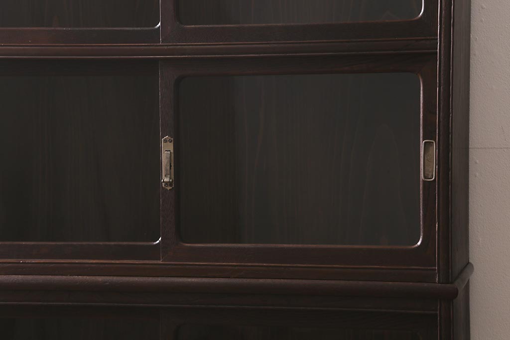 アンティーク家具　和製アンティーク　栗材　大正ロマン　落ち着いた大人の雰囲気漂う重ね戸棚(収納棚、食器棚、本箱)(R-042643)