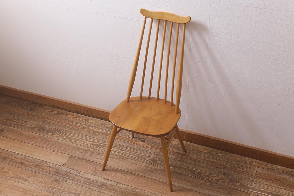 ヴィンテージ家具　イギリスビンテージ　ERCOL(アーコール)　ゴールドスミス　ナチュラルな木色のチェア (ダイニングチェア、椅子)(R-043030)