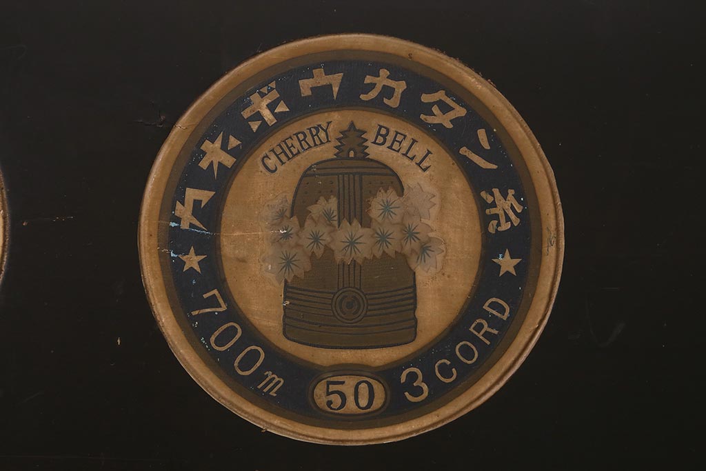 アンティーク雑貨　古い　鐘紡カタン糸　木製看板(カネボウ)(R-043255)