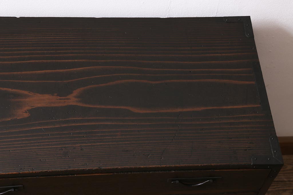 アンティーク家具　明治期　ヒノキ材　使いこまれた質感が味わい深い帳場箪笥(小箪笥、時代箪笥、収納棚)(R-043323)