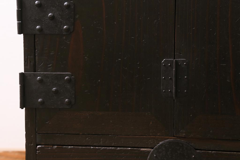 アンティーク家具　明治期　ヒノキ材　使いこまれた質感が味わい深い帳場箪笥(小箪笥、時代箪笥、収納棚)(R-043323)