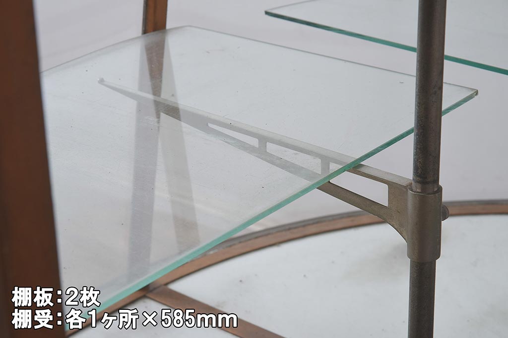 ビンテージ家具　昭和レトロ　ナラ材　タイル仕様の珍しいガラスケース(ショーケース、陳列棚)(R-043436)