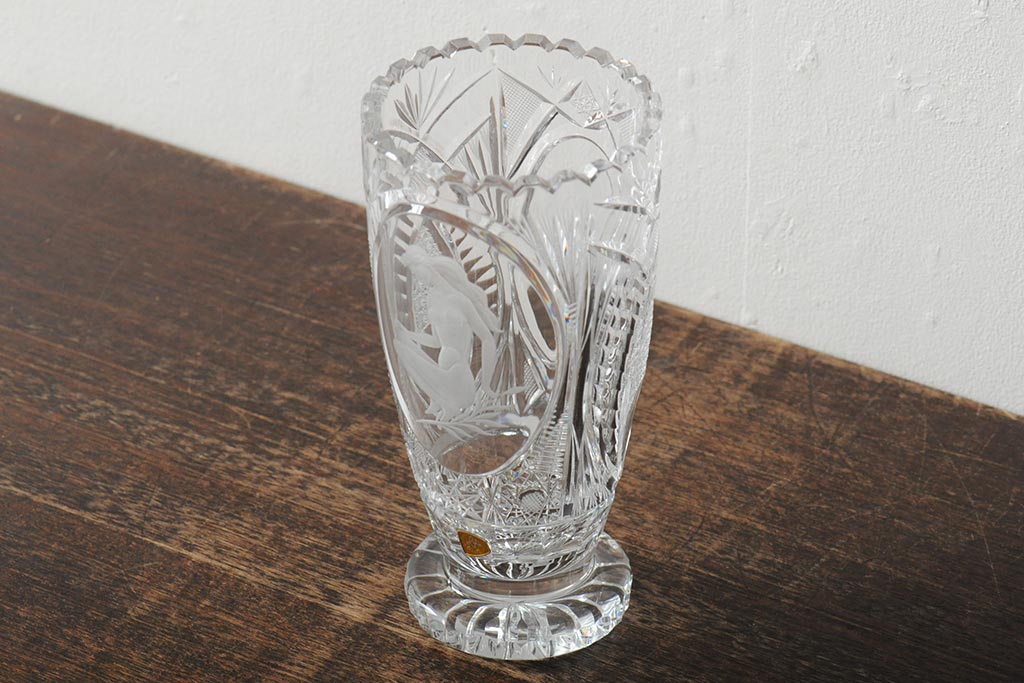 アンティーク雑貨 クリスタル 裸婦花瓶(ボヘミアガラス、花器