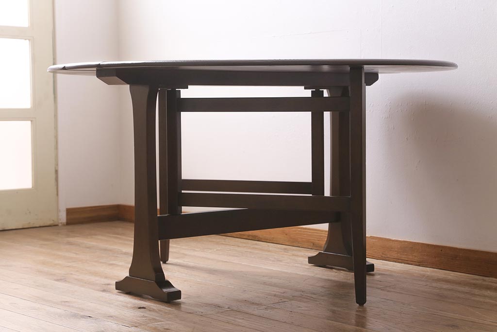 ヴィンテージ家具　イギリスビンテージ　ERCOL(アーコール)　ドロップリーフテーブル(バタフライテーブル、ゲートレッグテーブル)(R-043573)