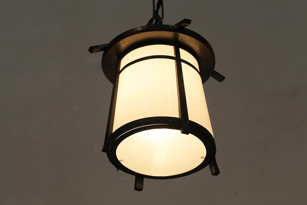 アンティーク照明　風情あふれる佇まいが魅力的な吊り灯籠(灯篭、天井照明、吊り下げ照明)(R-043582)