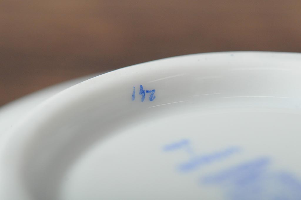ハンガリー　HEREND(ヘレンド)　ハンドペイント　アポニー・ブルー　カップとプレート3点セット(小皿、ディッシュ、洋食器)(R-043611)