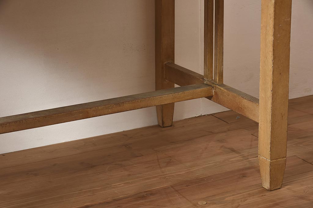 レトロ家具　昭和中期　ナラ材　栓材　明るい木色があたたかみを感じる平机(デスク、ワークデスク、在宅ワーク、在宅用)(R-043789)