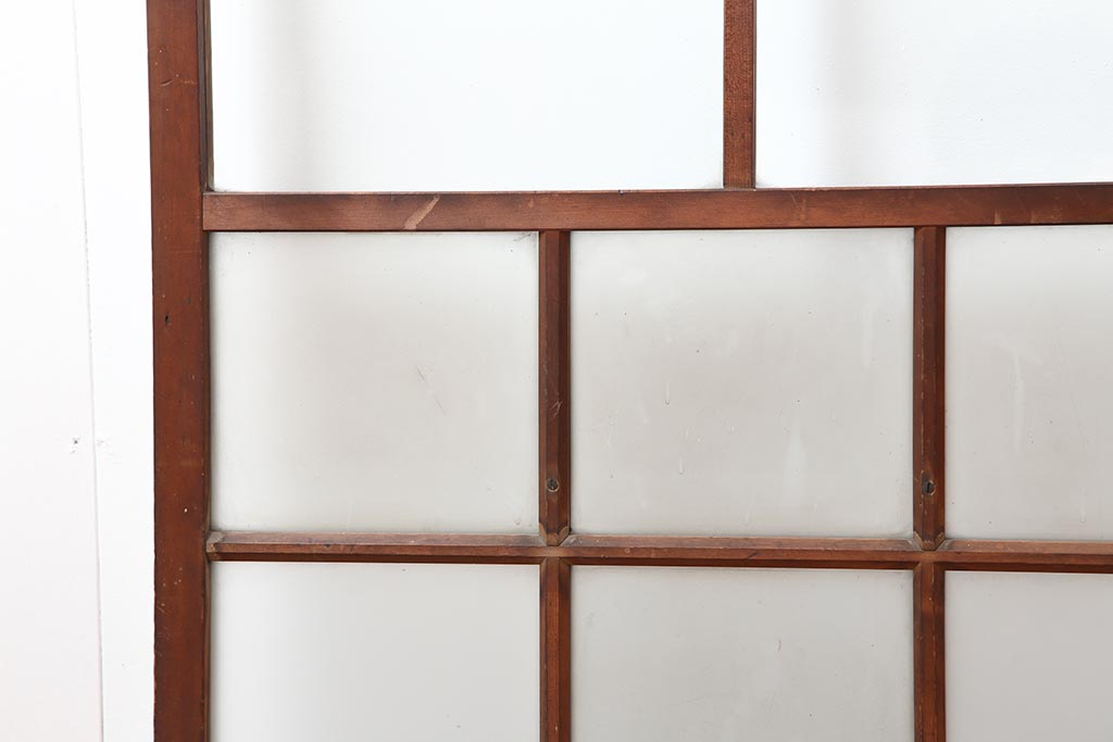アンティーク建具　和レトロ　味わいとシンプルさが魅力のガラス戸2枚セット(引き戸、建具)(R-043846)
