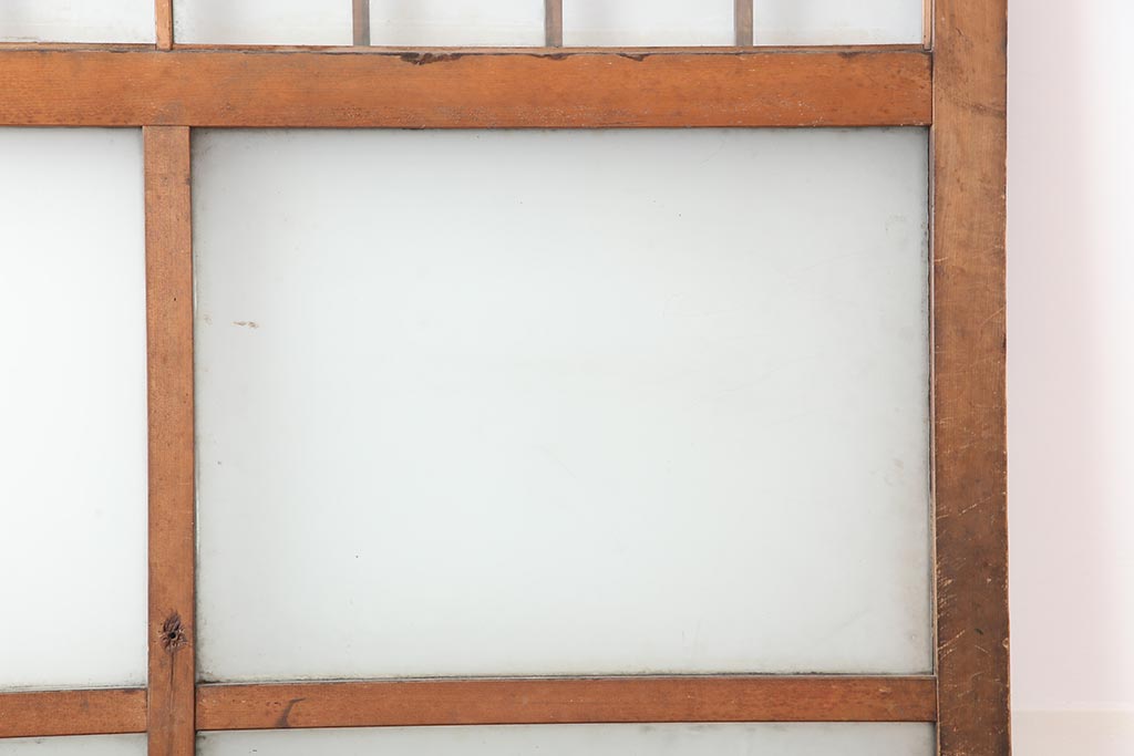 アンティーク建具　昭和中期　すりガラス入りの大振りなガラス戸1枚(建具、引き戸)(R-043851)