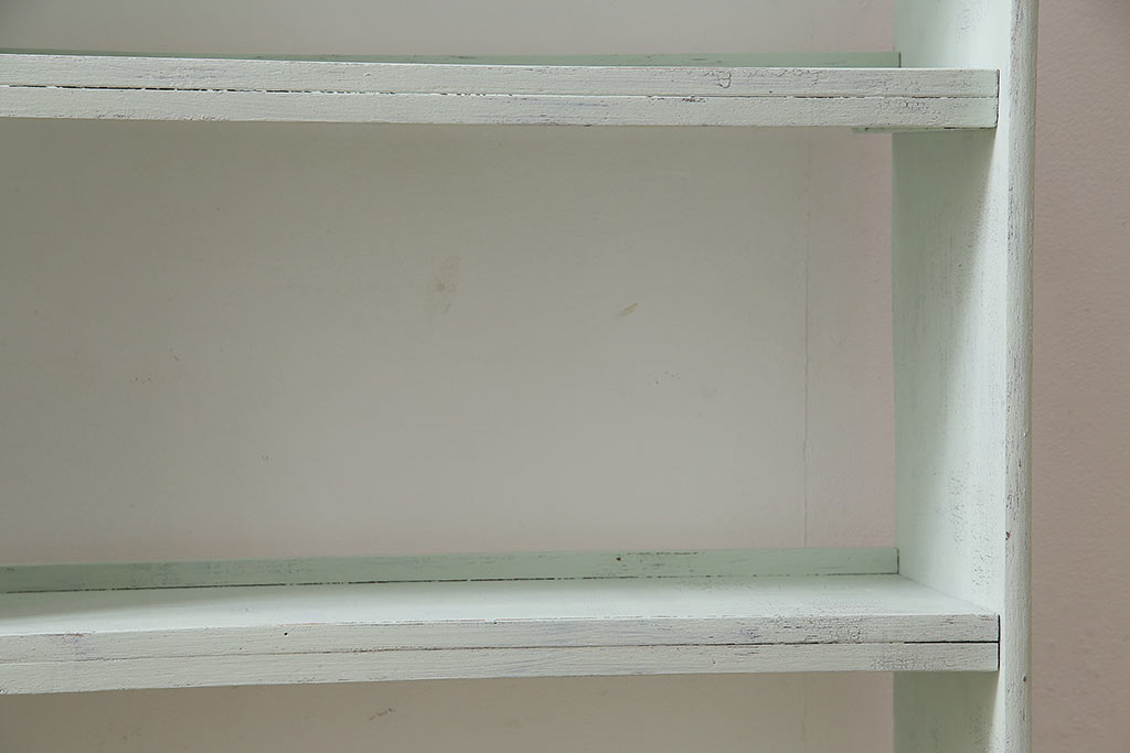 ペイント家具　昭和中期　フレンチカントリーにぴったりなオープンラック(本棚、ウッドシェルフ、収納棚、飾り棚)(R-043887)
