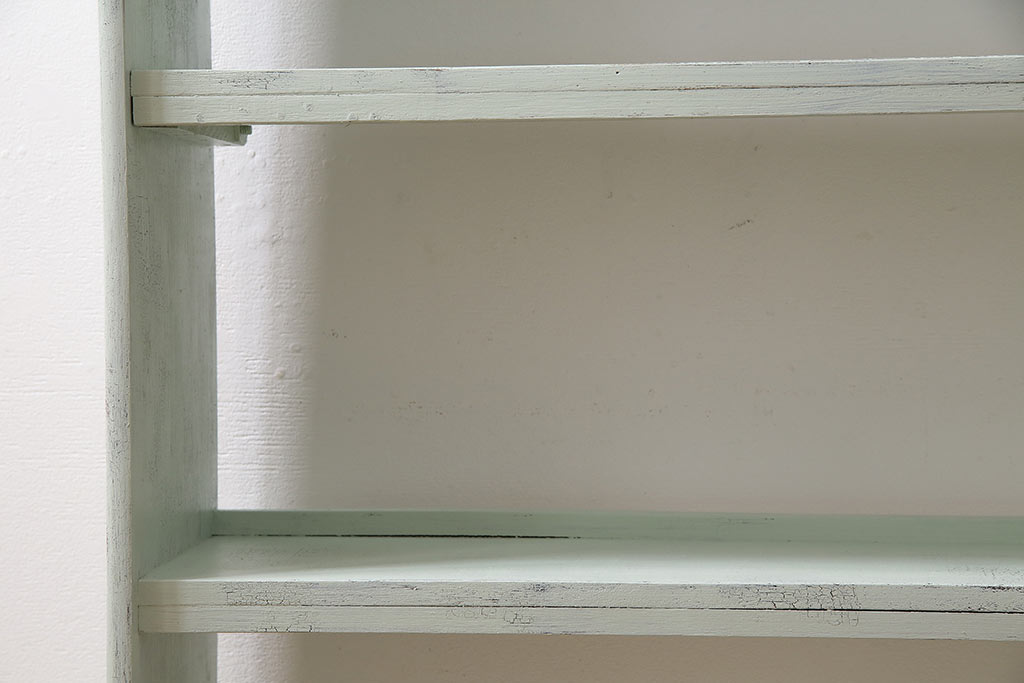 ペイント家具　昭和中期　フレンチカントリーにぴったりなオープンラック(本棚、ウッドシェルフ、収納棚、飾り棚)(R-043887)
