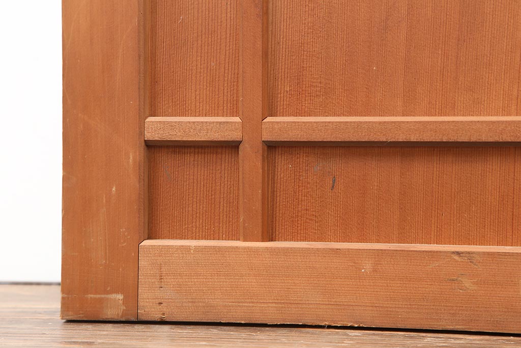 アンティーク建具　昭和中期　ヒノキ材・柾目　上手物!木の風合いが楽しめる木製ドア(木製扉、開き戸)(R-043988)