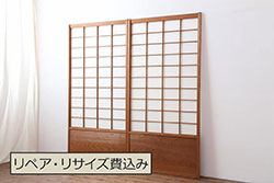 昭和レトロ　クリアガラス入り!古い木のドア(2)