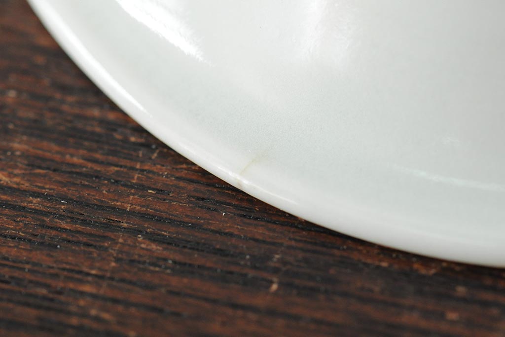 骨董　江戸明治期　陽刻白磁小皿5枚セット(伊万里焼、和食器)(R-044023)
