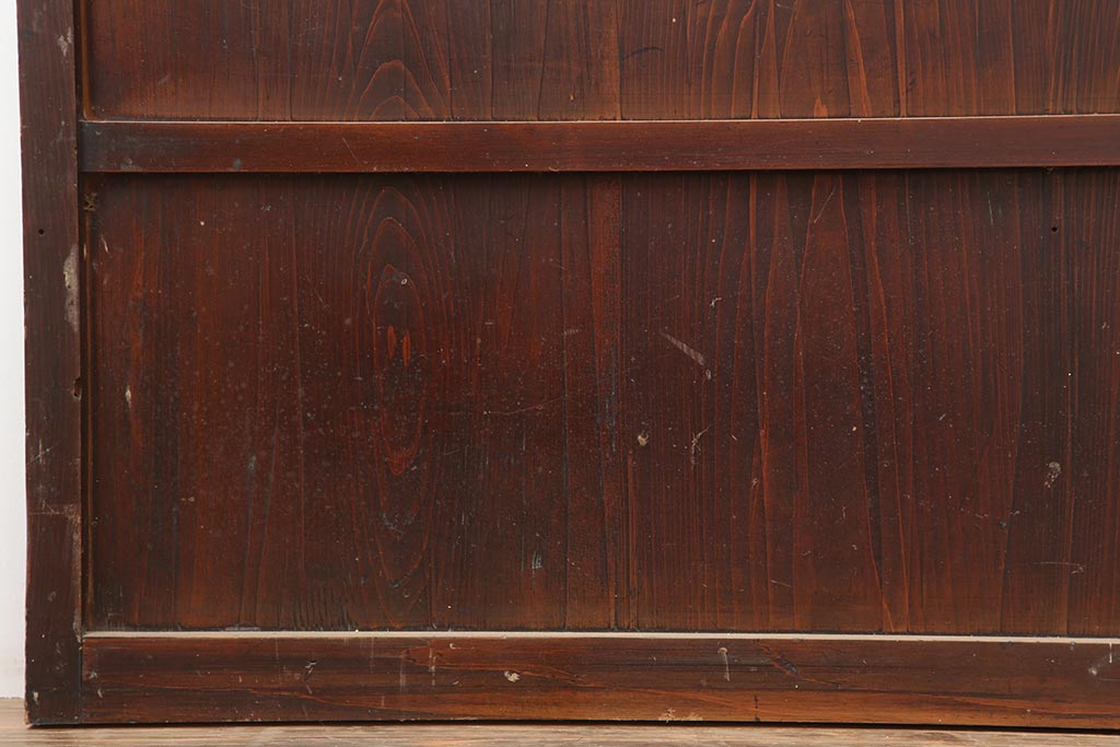 アンティーク建具　明治大正期　経年による味わいが魅力的な格子帯戸2枚セット(板戸、建具、引き戸)(R-044063)