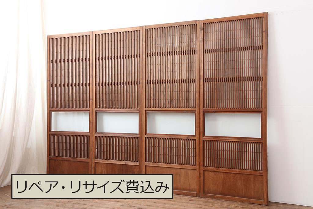 楽天市場】▽現状販売▽ アンティーク建具 帯格子戸 2枚 セット