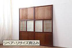 明治期　ケヤキ材一枚板　綺麗な漆塗りのアンティーク板戸4枚セット(窓)(1)