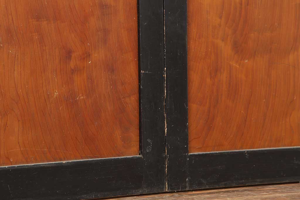 アンティーク建具　昭和初期　一枚板　上品な和の雰囲気漂う組子帯戸3枚セット(板戸、ガラス帯戸、引き戸)(R-044193)