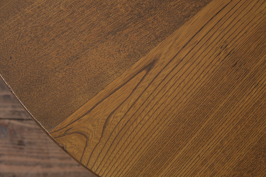 アンティーク家具　和製アンティーク　昭和初期　栓材　素朴なぬくもりが魅力のレトロな丸ちゃぶ台(座卓、ローテーブル、折り畳みテーブル)(R-044200)