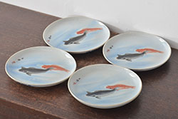 江戸期　古伊万里　成化年製　色絵窓絵染付なます皿2枚セット(和食器、深皿)(R-051901)