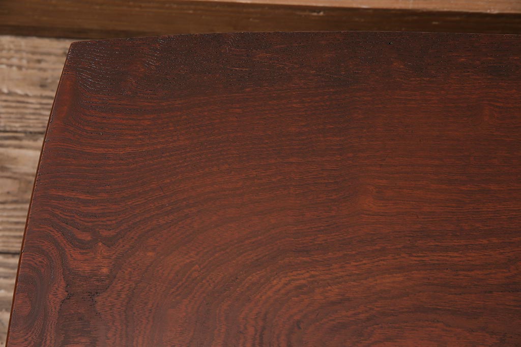 アンティーク家具　大正期　上手物!　総ケヤキ材　天板一枚板　挽き物脚が優美な印象の座卓(ちゃぶ台、ローテーブル、センターテーブル)(R-044379)