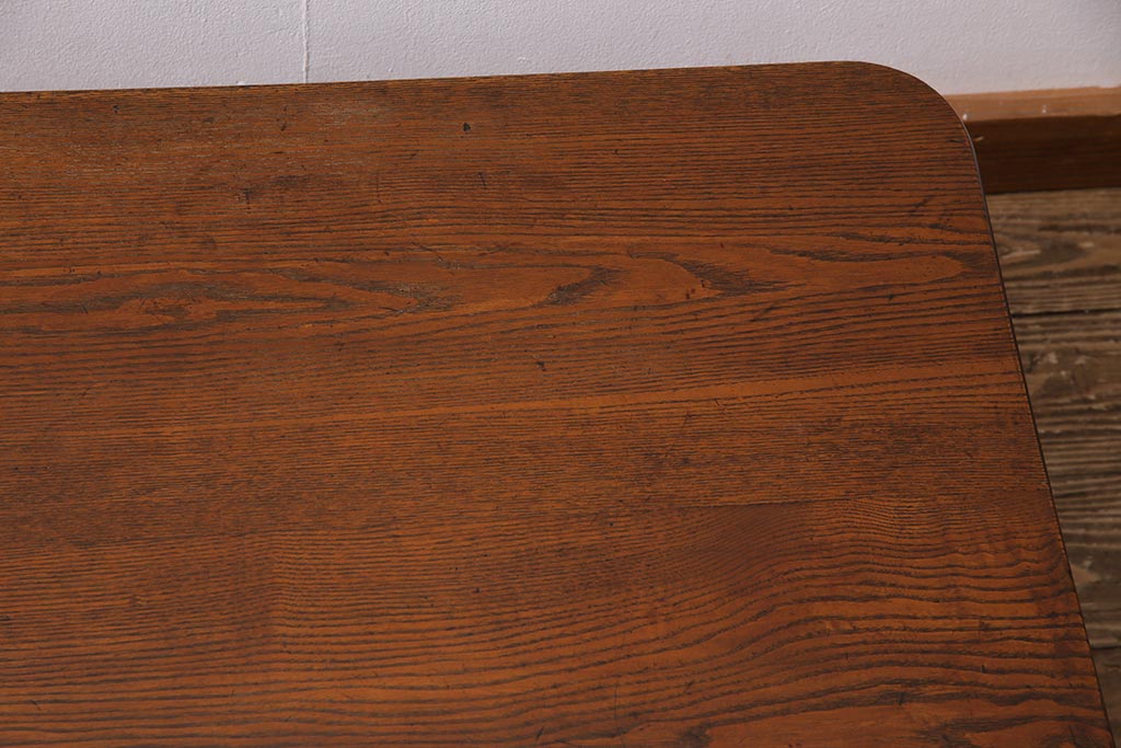 アンティーク家具　昭和初期　栓材　大振りサイズのレトロな角ちゃぶ台(座卓、ローテーブル、折り畳みテーブル)(R-044384)